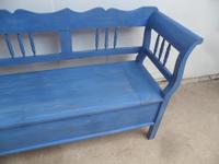 Lovely Chelsea Blue 3 Seater Antique Pine Kitchen / Hall Box Settle / Bench (3 of 10) Lovely Chelsea Blue 3 Seater Antique Pine Kitchen / Hall Box Settle / Bench (3 of 10)