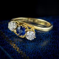Antique Edwardian Sapphire Diamond Trilogy Twist Ring 18ct Gold Circa 1905 (7 of 8) Antique Edwardian Sapphire Diamond Trilogy Twist Ring 18ct Gold Circa 1905 (7 of 8)