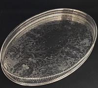 Vintage Chased Silver Plated Oval Gallery Tray (3 of 4) Vintage Chased Silver Plated Oval Gallery Tray (3 of 4)