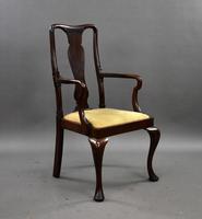 Antique Mahogany Queen Anne Style Open Armchair