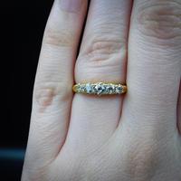 Antique Victorian Old Cut Diamond Five Stone 18K Gold Scroll Ring (5 of 10) Antique Victorian Old Cut Diamond Five Stone 18K Gold Scroll Ring (5 of 10)