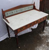1910's Maple and Co Mahogany Marble Top Washstand with Tiles (3 of 4) 1910's Maple and Co Mahogany Marble Top Washstand with Tiles (3 of 4)
