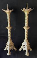 Pair of Tall Victorian Gilt Cast Metal Pricket Candlesticks (5 of 6) Pair of Tall Victorian Gilt Cast Metal Pricket Candlesticks (5 of 6)
