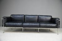 LC3 Style Black Leather & Chrome 3 Seater Sofa (2 of 22) LC3 Style Black Leather & Chrome 3 Seater Sofa (2 of 22)