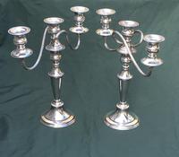 Pair of Edwardian Silver Plate on Copper Three Branch Candelabra (4 of 8) Pair of Edwardian Silver Plate on Copper Three Branch Candelabra (4 of 8)