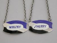 Pair of Art Deco Silver Enamel Wine Labels 'Whisky & Sherry' (3 of 10) Pair of Art Deco Silver Enamel Wine Labels 'Whisky & Sherry' (3 of 10)