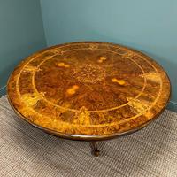 Large Figured Walnut Circular Antique Dining Table (2 of 8) Large Figured Walnut Circular Antique Dining Table (2 of 8)