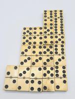 Antique 19th Century Bone & Ebony Double-Six Dominoes W/brass Pins - Complete Set of 28 (8 of 8) Antique 19th Century Bone & Ebony Double-Six Dominoes W/brass Pins - Complete Set of 28 (8 of 8)