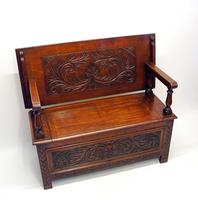 Late Victorian Carved Oak Monks Bench (11 of 16) Late Victorian Carved Oak Monks Bench (11 of 16)