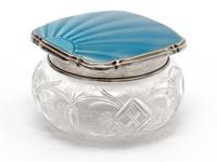 Silver and Enamel Jar with an Engine Turned Sun Burst Blue Guilloche Enamel Lid (5 of 5) Silver and Enamel Jar with an Engine Turned Sun Burst Blue Guilloche Enamel Lid (5 of 5)