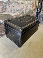 19th Century Black Leather Camphor Wood Traveling Trunk with Brass Decoration (5 of 5) 19th Century Black Leather Camphor Wood Traveling Trunk with Brass Decoration (5 of 5)