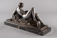 Stunning French Art Deco Bronze & Silvered Sculpture. Signed A.Ouline - Lady & Panther (3 of 11) Stunning French Art Deco Bronze & Silvered Sculpture. Signed A.Ouline - Lady & Panther (3 of 11)