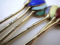Superb Vintage Solid Sterling Silver Gilt & Enamel English Hallmarked Coffee Spoons Cased Boxed Set 1953 (5 of 10) Superb Vintage Solid Sterling Silver Gilt & Enamel English Hallmarked Coffee Spoons Cased Boxed Set 1953 (5 of 10)