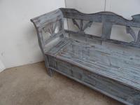3/4 Seater Antique Pine Painted Distressed Light Grey Box Settle / Bench (2 of 9) 3/4 Seater Antique Pine Painted Distressed Light Grey Box Settle / Bench (2 of 9)
