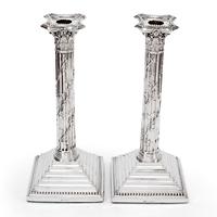 Pair of Victorian Silver Corinthian Column 12" Candle Sticks (4 of 5) Pair of Victorian Silver Corinthian Column 12" Candle Sticks (4 of 5)