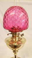 Antique Brass Oil Lamp with Cranberry Shade (6 of 7) Antique Brass Oil Lamp with Cranberry Shade (6 of 7)