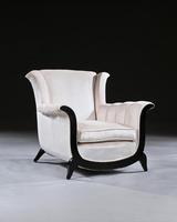 Unusual Pair of French Art Deco Ebonised Armchairs in a Crushed Velvet (3 of 8) Unusual Pair of French Art Deco Ebonised Armchairs in a Crushed Velvet (3 of 8)