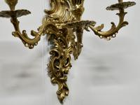 Pair of Large 19th Century Baroque French Brass Triple Wall Sconces (5 of 5) Pair of Large 19th Century Baroque French Brass Triple Wall Sconces (5 of 5)