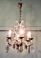 Stunning French Iron and Coloured Glass Chandelier