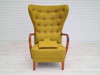 Danish Design, 1960s, Restored-reupholstered High-backed Armchair, Furniture Wool (7 of 13) Danish Design, 1960s, Restored-reupholstered High-backed Armchair, Furniture Wool (7 of 13)