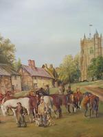 Oil on Board 'a hunting we do go' Artist R M Crompton 1930s (6 of 10) Oil on Board 'a hunting we do go' Artist R M Crompton 1930s (6 of 10)