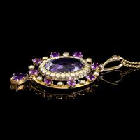 Antique Victorian Amethyst Pearl Pendant Necklace 9ct Gold 12ct Amethyst c.1900 (6 of 8) Antique Victorian Amethyst Pearl Pendant Necklace 9ct Gold 12ct Amethyst c.1900 (6 of 8)