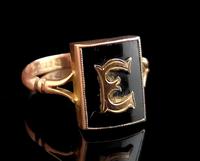 Antique Victorian mourning ring, 9ct Rose gold, Letter E (8 of 11) Antique Victorian mourning ring, 9ct Rose gold, Letter E (8 of 11)