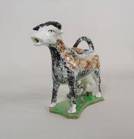 Early Staffordshire Sponge Painted Prattware Cow Creamer (3 of 8) Early Staffordshire Sponge Painted Prattware Cow Creamer (3 of 8)