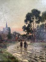 Antique Victorian Landscape Oil Painting In Gilt Gesso Frame Entitled Sunday Evening by R Halfnight (7 of 10) Antique Victorian Landscape Oil Painting In Gilt Gesso Frame Entitled Sunday Evening by R Halfnight (7 of 10)