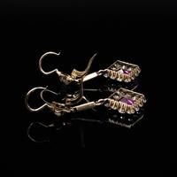 Art Deco Synthetic Ruby & White Zircon 9ct Gold Drop Dangle Earrings (4 of 5) Art Deco Synthetic Ruby & White Zircon 9ct Gold Drop Dangle Earrings (4 of 5)