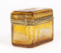 Bohemian Antique Engraved Metal Mounted Overlay Yellow Glass Sugar Casket 19th Century (3 of 19) Bohemian Antique Engraved Metal Mounted Overlay Yellow Glass Sugar Casket 19th Century (3 of 19)