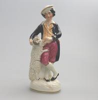 Mid 19th Century Staffordshire Pottery Shepherd Flatback Figurine (5 of 6) Mid 19th Century Staffordshire Pottery Shepherd Flatback Figurine (5 of 6)