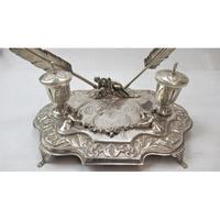 Impressive Sterling Silver Inkwell, approximately 42 x 21cm. (4 of 7) Impressive Sterling Silver Inkwell, approximately 42 x 21cm. (4 of 7)
