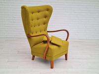 Danish Design, 1960s, Restored-reupholstered High-backed Armchair, Furniture Wool (3 of 13) Danish Design, 1960s, Restored-reupholstered High-backed Armchair, Furniture Wool (3 of 13)