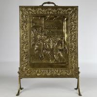 Antique 19th Century Decorative Brass Fire Screen
