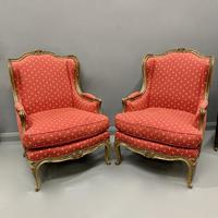 Pair of French Painted Wing Armchairs (3 of 8) Pair of French Painted Wing Armchairs (3 of 8)