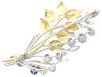 0.22ct Sapphire & 1.82ct Diamond, 18ct Yellow & White Gold Spray Brooch c.1930 (5 of 9) 0.22ct Sapphire & 1.82ct Diamond, 18ct Yellow & White Gold Spray Brooch c.1930 (5 of 9)