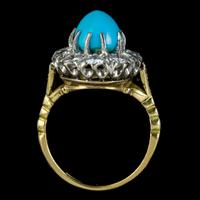 Antique Edwardian Turquoise Diamond Cluster Ring Platinum 18ct Gold 2ct of Diamond c.1905 (5 of 8) Antique Edwardian Turquoise Diamond Cluster Ring Platinum 18ct Gold 2ct of Diamond c.1905 (5 of 8)