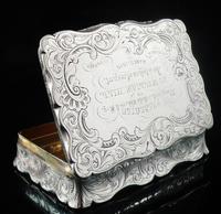 Sterling Silver Snuff Box, Nathaniel Mills, Birmingham 1845 Antique Large
