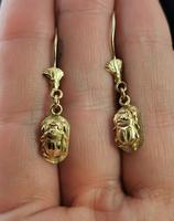 Vintage 18ct Gold Scarab Beetle Earrings, Dangly Earrings (6 of 10) Vintage 18ct Gold Scarab Beetle Earrings, Dangly Earrings (6 of 10)