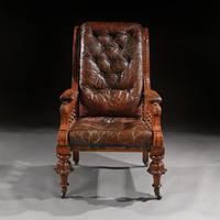 Substantial 19th Century Oak & Moroccan Leather Armchair (3 of 8) Substantial 19th Century Oak & Moroccan Leather Armchair (3 of 8)