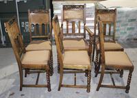 1920s Set 6 Oak Barley Twist Dining Chairs with Cane Backs (3 of 3) 1920s Set 6 Oak Barley Twist Dining Chairs with Cane Backs (3 of 3)