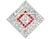 3.48ct Diamond & 0.53ct Ruby, Platinum Pendant / Brooch - Antique c.1900 (8 of 15) 3.48ct Diamond & 0.53ct Ruby, Platinum Pendant / Brooch - Antique c.1900 (8 of 15)