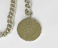 1909 Silver Pocket Watch Chain, 9ct Gold & Silver Fob (3 of 3) 1909 Silver Pocket Watch Chain, 9ct Gold & Silver Fob (3 of 3)