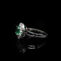 Vintage Emerald and Diamond Platinum Oval Cluster Halo Ring (7 of 9) Vintage Emerald and Diamond Platinum Oval Cluster Halo Ring (7 of 9)