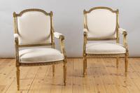 Pair of Large 19th Century Louis XV1 Style French Gilt Armchairs (2 of 10) Pair of Large 19th Century Louis XV1 Style French Gilt Armchairs (2 of 10)