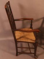 Pair of 19th Century Spindle Back Armchairs with Rush Seats (5 of 6) Pair of 19th Century Spindle Back Armchairs with Rush Seats (5 of 6)