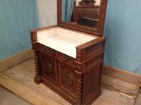19th Century French Solid Oak Gothic Oak Revival Marble Top Washstand (7 of 9) 19th Century French Solid Oak Gothic Oak Revival Marble Top Washstand (7 of 9)
