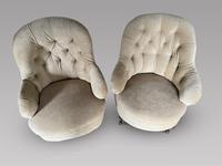 Pair of Low Button Back Chairs (2 of 4)