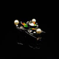 Antique Pearl Paste and Enamel Clover Sterling Silver Brooch Pin (3 of 8) Antique Pearl Paste and Enamel Clover Sterling Silver Brooch Pin (3 of 8)